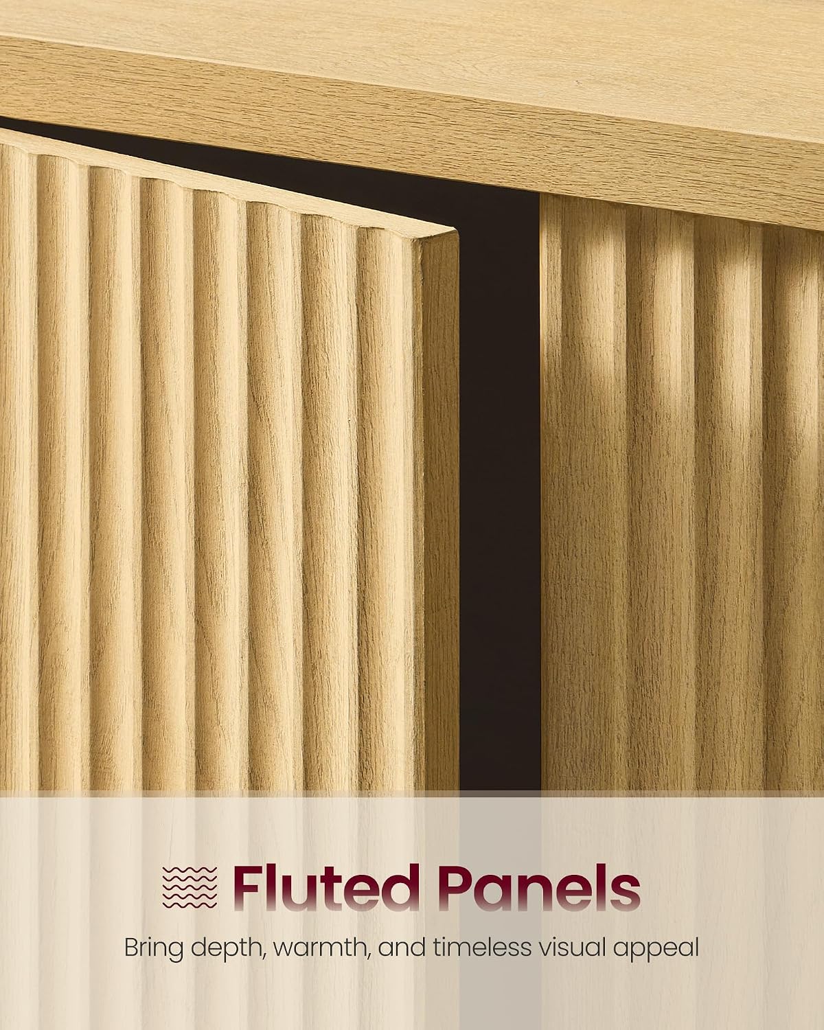 VASAGLE Contemporary Buffet Cabinet with Adjustable Shelves, Fluted Doors