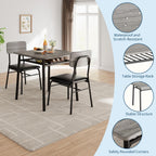 IDEALHOUSE Small Dining Table Set for 2, 3-Piece Dining Set with Storage Rack, Wood Kitchen Table with Upholstered Chairs, Square Table Set with Metal Legs Support, for Dining Room, Living Room, Grey