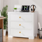 COWMOU Nightstand with Drawers 3 Drawer Night Stand with Charging Station Farmhouse Style Large Bed Side Table Wooden Dresser for Bedroom Living Room (1, White)