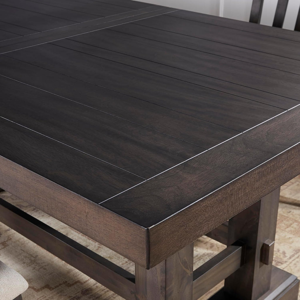 Steve Silver Furniture Napa 9pc Dining Table Set, 72"-90"-108" Dining Table w/ 2-18" Leaves, 8 Upholstered Side Dining Chairs, Farmhouse Design, Dining Room, 72" L x 42" W x 30.5" H, Brown