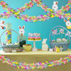 TURNMEON 5 Strings Total 75 Ft Easter Tinsel Garlands Decorations with Colorful Easter Eggs Metallic Streamers Hanging Fringe Garland Easter Decorations Outdoor Indoor Home Party, Each 15 Ft by 6"