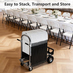 Folding Chairs 4 Pack, Outdoor White Folding Chairs for Outside Indoor, Portable 350 lbs Capacity Heavy Duty Plastic Metal Foldable Chairs Commercial Seating for Picnic, Party, Patio
