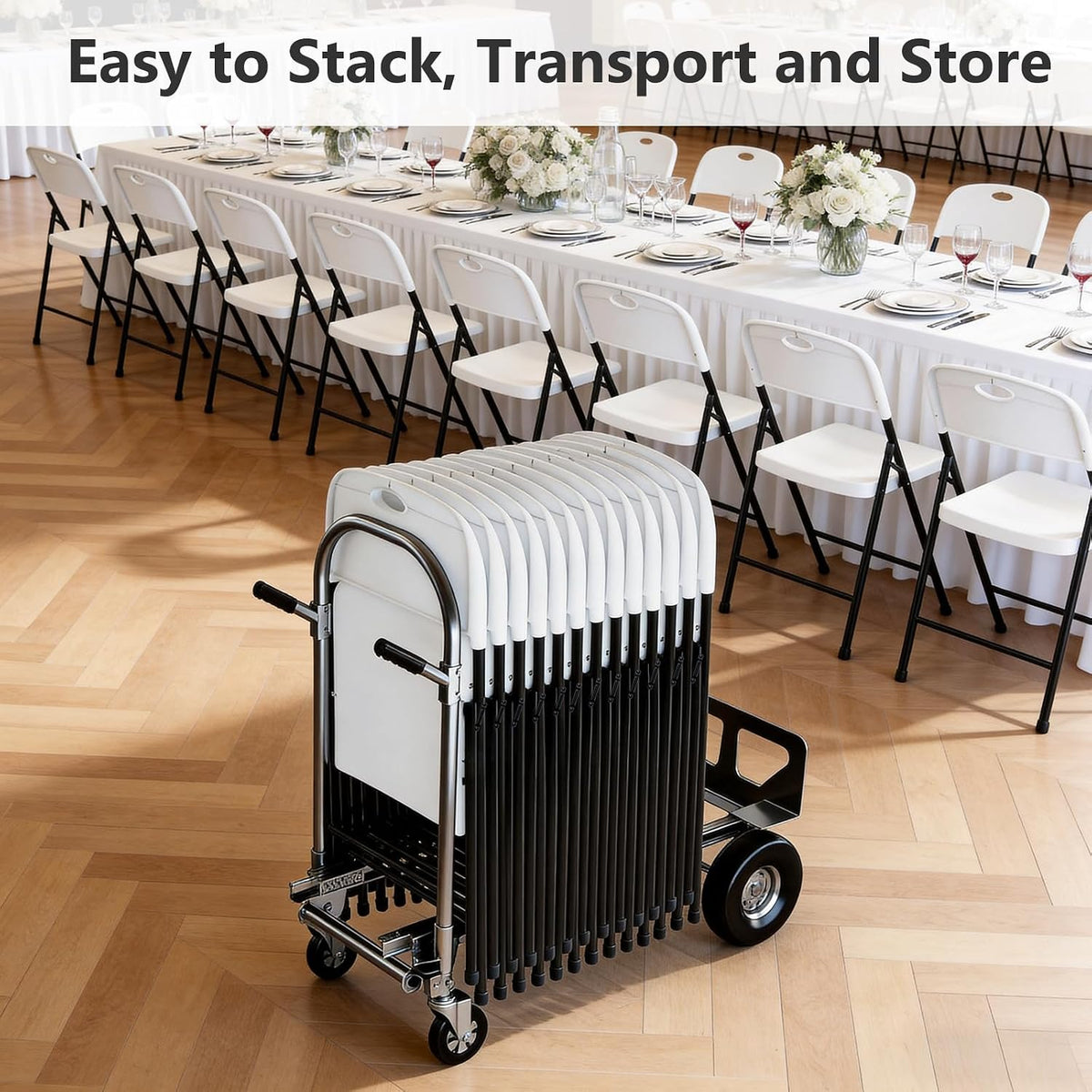 Folding Chairs 4 Pack, Outdoor White Folding Chairs for Outside Indoor, Portable 350 lbs Capacity Heavy Duty Plastic Metal Foldable Chairs Commercial Seating for Picnic, Party, Patio