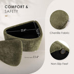ONEVOG Storage Ottoman with Removable Lid, Modern Multifunctional Chenille Upholstered Footrest Stool for Couch, Modern Stool for Living Room, Bedroom, Dorm, Vanity, Green