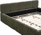 Merax King Boucle Platform Bed with Thick Headboard and Footboard, Green