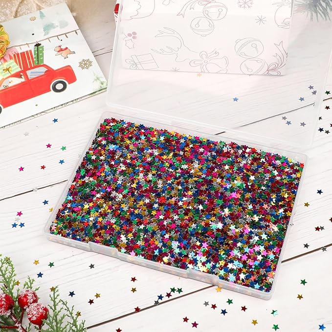 STEFORD 150g Rainbow Star Confetti, 6mm Multicolor Star Glitter Metallic Sequin Sprinkle Stars Rainbow Glitter Confetti for Birthday Party Wedding Halloween Christmas DIY Decorations