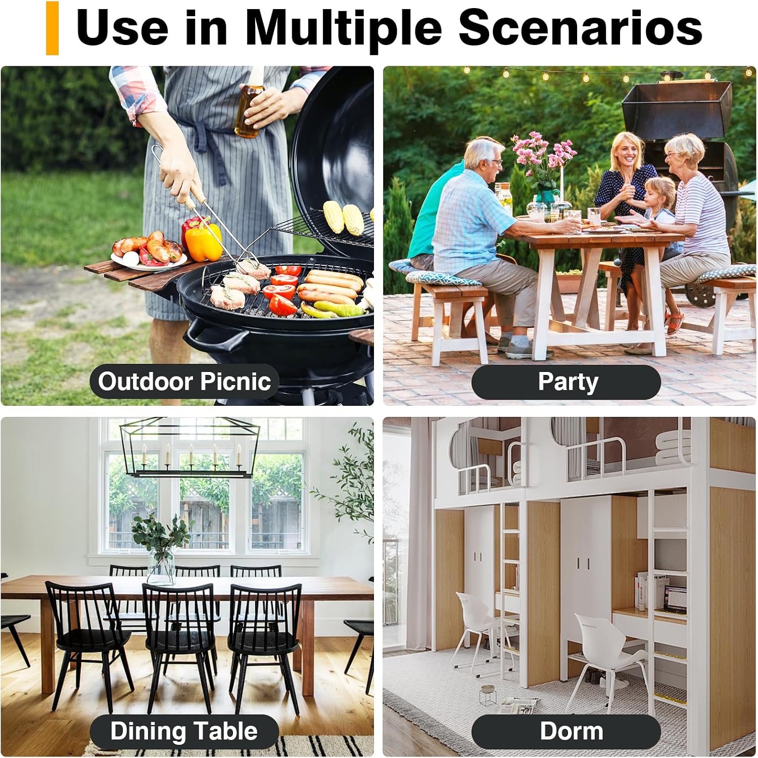 Portable Folding Chair with Handle, Heavy Duty Round Fold Stool Chair | 500lbs Capacity for Adults, 18 Inch Foldable Stool for Dorm, Kitchen, Vanity, Church and Outdoor use