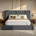 ADORNEVE Upholstered Cloud Bed Frame King with 5.9" Thick Headboard, Grey