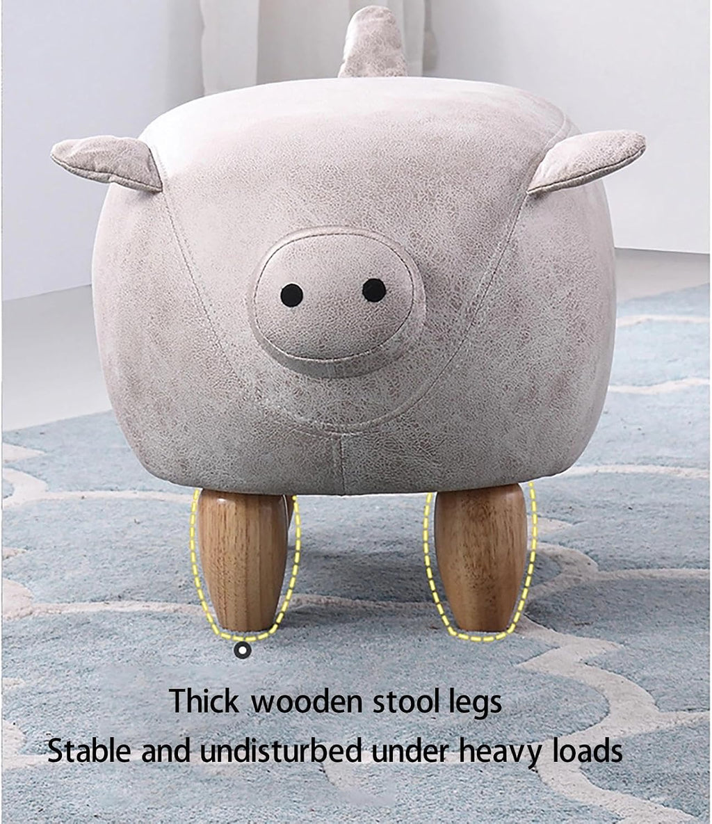 19.6-Inch Multi-Functional Footstool, Entryway Storage Stool, Unique Pig Design, Suitable As A Decoration for Hallways and Living Rooms. (Gray)