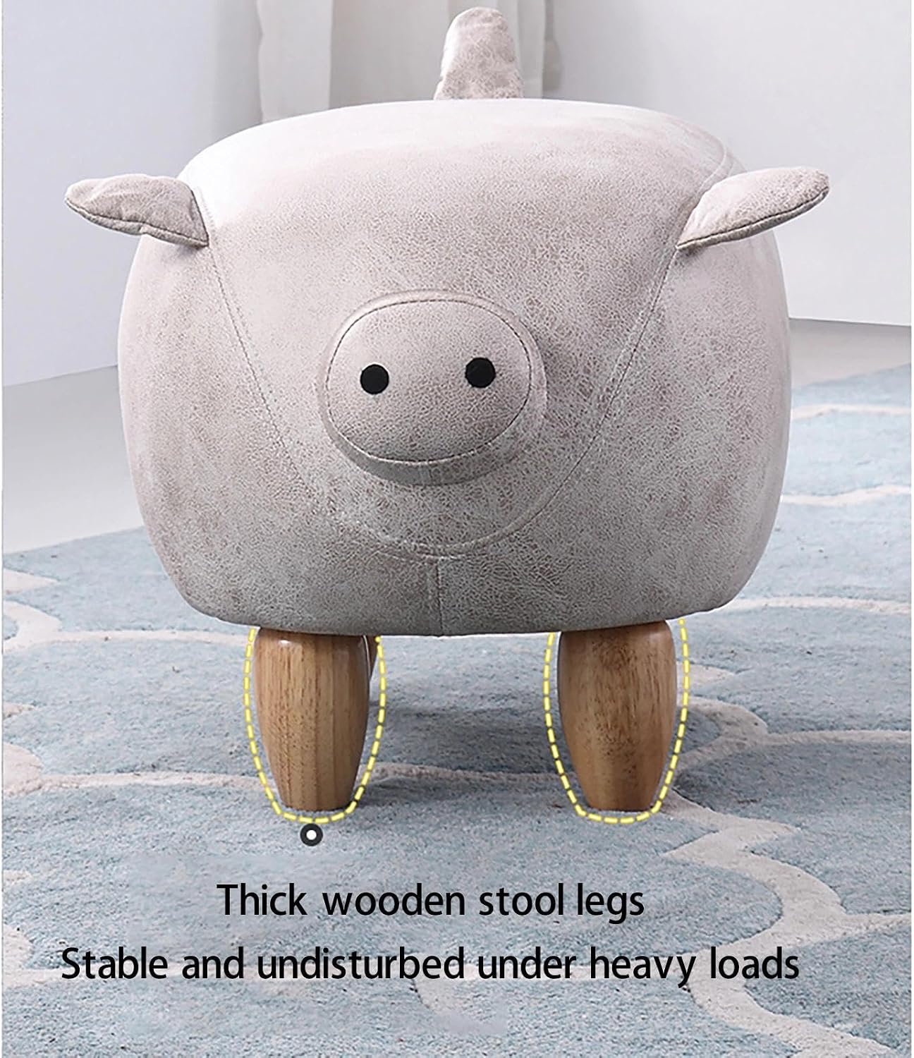 19.6-Inch Multi-Functional Footstool, Entryway Storage Stool, Unique Pig Design, Suitable As A Decoration for Hallways and Living Rooms. (Gray)