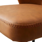 Brown Dining Chairs Set of 6, Modern Dining Chairs with Cushion Seat and Sturdy Metal Legs, Faux Leather Chair for Kitchen, Living Room
