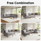 Cloud Sectional Couches for Living Room,Modular Sectional Sofa,Grey | V-Shaped Extra Deep 7 Seater,Mid Century Modern Oversized Sectional Couches with Solid Wood Leg,Large Sofa for Big Space