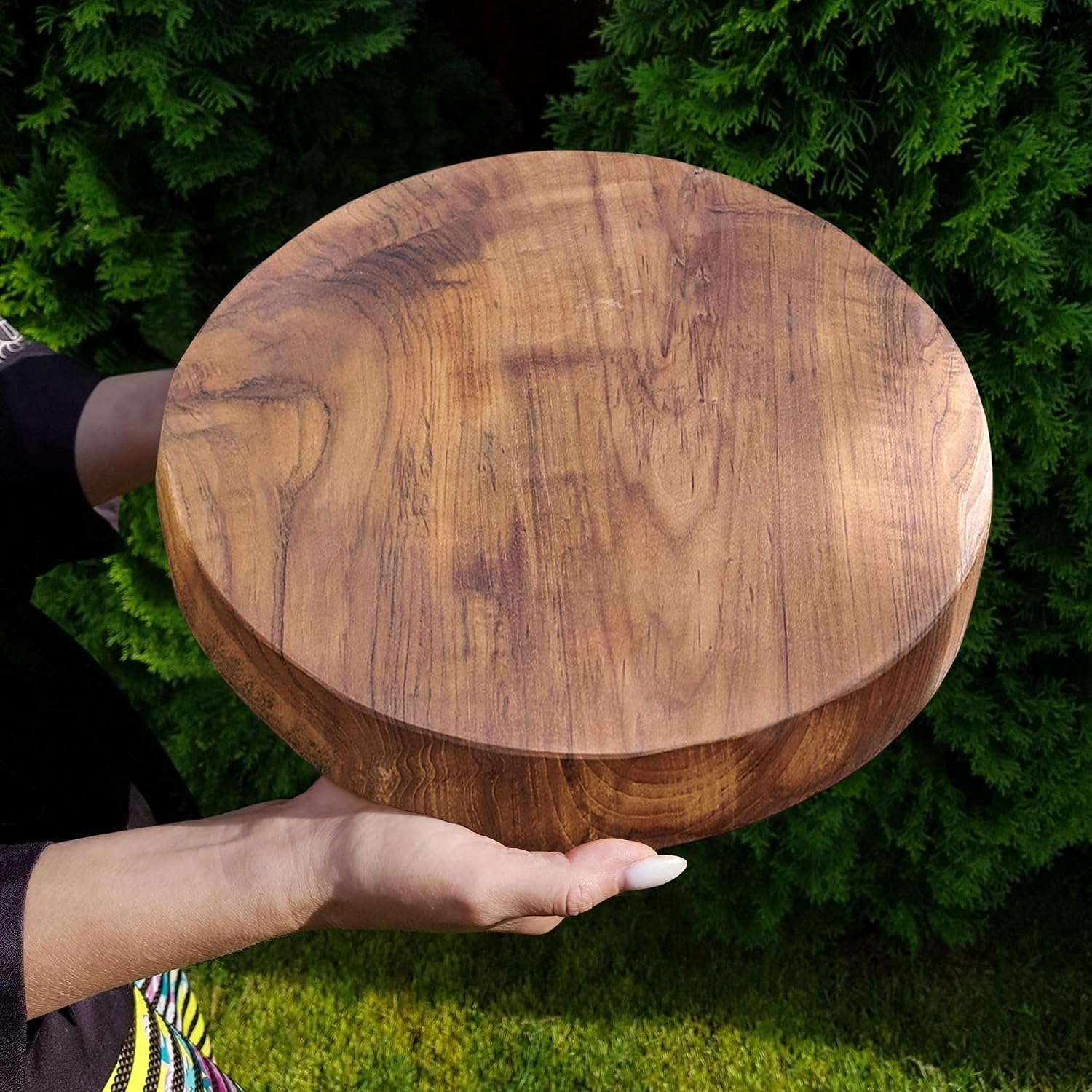 Natural Round Teak Wood Slice Slab 15.6"x15.6"x1.98" Live Edge Hand Crafted Varied Shapes Solid Wood Slab Handmade Wooden Board Resin End Table Slab Side Table Top Wall Home Décor