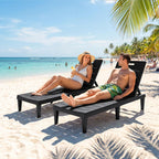 Homall Patio Chaise Lounge Chairs Set of 2, Outdoor Lightweight Lounge Chairs, 5 Position Adjustments Backrest for Outside Pool, Garden, Patio and Beach, Black