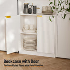 INNOD 69" Tall Book Shelve Bookcases with Doors, Floor Standing 6 Shelf Display Shelves, Bookshelf with Storage Shelf, Home Decor Furniture for Living Room Home Office