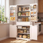 Gizoon Tall Kitchen Pantry Cabinet with Doors and Adjustable Shelves, White | 70'' Pantry Storage Cabinet with Drawer Freestanding Organizer for Small Kitchen Bathroom Laundry Room