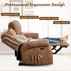 HAOMARKETS 3-Piece Power Reclining Sofa Set with Rivets, Included Electric Massage Recliners, Loveseat Couch with Console and 3-Seater Recliner Sofa, Faux Leather Living Room Furniture Set, Brown