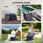 49L Floral Foldable Storage Ottoman 220lb Heavy Duty Sitting Stool | 2-in-1 Seating footrest, Thick floral padded seat, Mesh side pockets, Padded handles, For home camping picnic