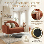 62.2" Linen Chaise Lounge Chair Indoor with Right Armres, Ocher Orange | Small Chaise Lounge for Bedroom, Recliner Chair Lounge Sofa for Office/Living Room, Comfy Wooden Chaise Lounge Couch