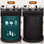 Jocoevol Extendable Round Kitchen Dining Room Table for 4-6 with 2-Tier Storage Shelf, 63'' Space Saving Expandable Wood Oval Circle Dinner Furniture with Pedestal Base(Black)