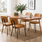OLIXIS Dining Chairs Set of 4, Modern Upholstered Mid Century Kitchen Chairs with Faux Leather Cushion Seat, Backrest & Metal Legs for Living Room, Bedroom, Home Office, Brown