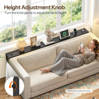 HOOBRO 78.7 Inch Narrow Console Table with Adjustable Height (25.5"-33.4") | 5.9" Sofa Table with Power Outlets, Skinny Behind Couch Table for Small Spaces, Black BB200UXG01