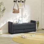 Chifee & Vingol 58.27" W Ottoman Bench with Double Storage Space, Upholstered End of Bed Storage Bench Entryway Shoe Benches,Gray