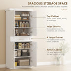 HOMCOM 72" Kitchen Pantry Cabinet Freestanding Storage Cabinet White | 4 Doors, Drawer, 3 Adjustable Shelves, for Dining Room