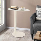 C-Shaped Side Table, Metal Coffee and Bedside Table, Small Cream White End Table for Couch Sofa and Bed, Living Room, Bedroom, and Office Use, 20" x 14" x 25"