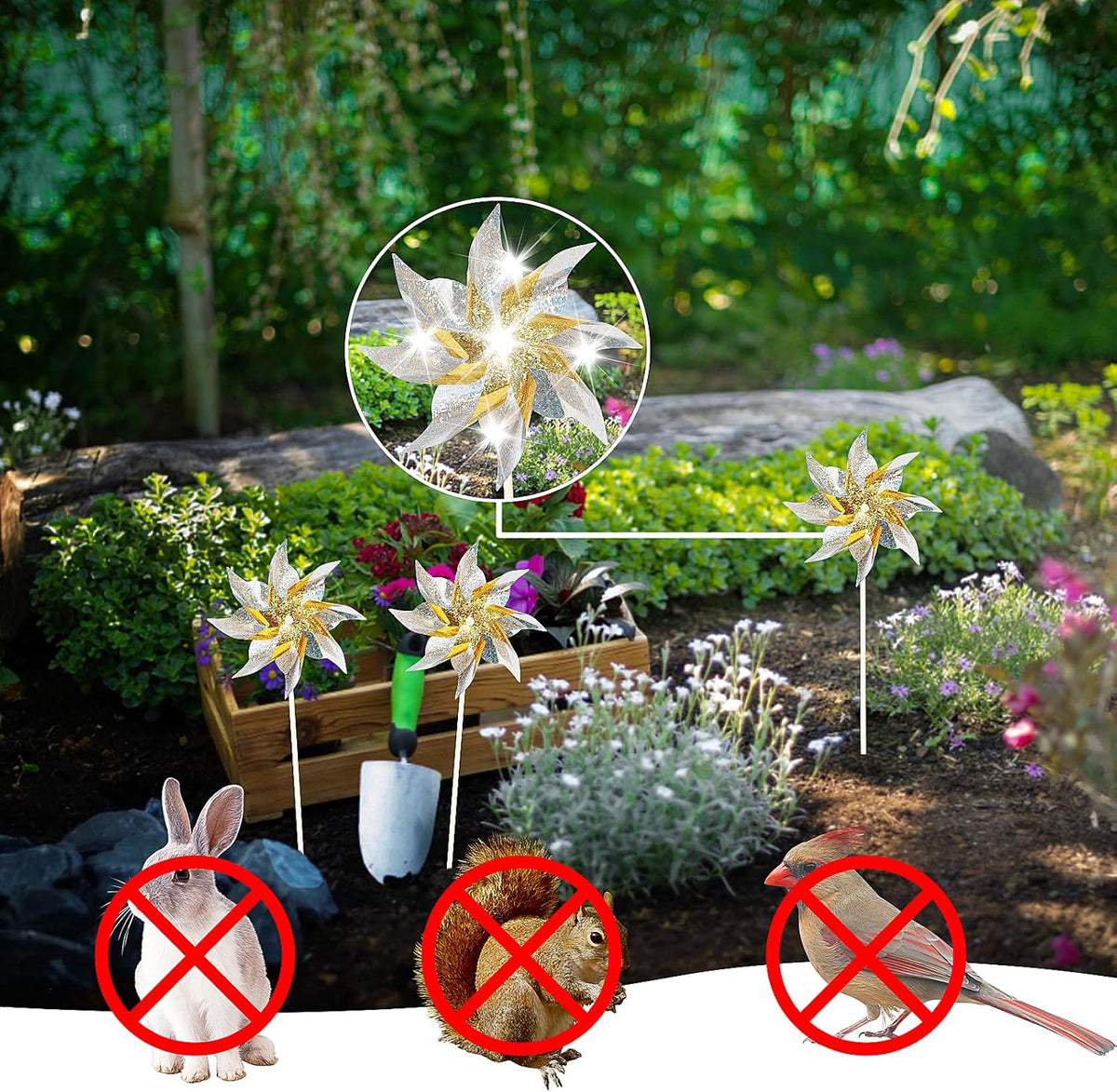 10 Pack Reflective Pinwheels for Yard and Garden,Wind Spinners Outdoor Bird Scare Devices,Sparkly Windmills for Garden Decor Scare Birds Away,Yard Wind Spinners for Outside Patio