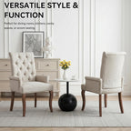 Farmhouse Upholstered Dining Chair Set of 2 with Arms & Nailhead Trim, Tufted Chenille Kitchen Chairs with Solid Wood Legs, Accent Chair for Dining Room, Living Room & Bedroom, Beige