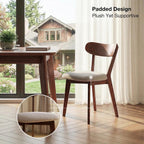 100% Solid Oak Wood Dining Room Chairs - Practical Kitchen Chairs - Wood Chair for Dining Room, Kitchen (8, Walnut with Grey Cushion)