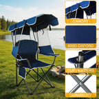 2 Pack Canopy Camping Chairs with Shade, Folding Beach Chair with Full Sun Protection, Portable Heavy Duty Outdoor Chair for Camping, Beach, Sports, Fishing, Lawn, Supports 400 lbs,Navy