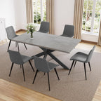 ZckyCine 51"-67" Extendable Dining Table Set with 6 Dining Chairs, Modern Rectangular Kitchen Table Set for 6-8 People, Space-Saving Expandable Dining Table with Metal Frame