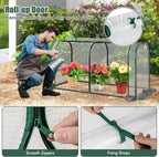 Happygrill Portable Mini Greenhouse, 47" x 22" x 24" Green House w/ Roll-up Zipper Door, Metal Frame, Waterproof Sun-Protective PE Cover, Small Greenhouses for Raised Garden Bed, Outdoor (White)