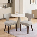 Mid Century Modern Farmhouse Dining Chairs Set of 2, Linen Upholstered with Curved Backrest & Copper Nail Trim, Hardwood Frame, Beige