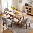 ClinQ Wooden Dining Chairs Set of 6, Modern Fabric Upholstered Kitchen Chairs Dining Chair, Mid Century Modern Chair for Kitchen Dining Room, Farmhouse Kitchen Chairs, Light Gray-Walnut Legs