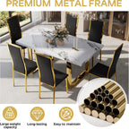 Modern Dining Chairs Set of 4, Black Faux Leather with Chrome Gold Metal Legs, Curved High Back Design & Cloud Cushioning, Mid-Century Kitchen Chairs with Non-Slip Feet (Easy Assembly)