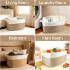 75L Large Basket 22" x 17" x 12",Large Blanket Basket with Handle,woven Cotton Rope baskets for storage,Storage Baskets for Organizing