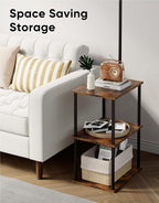 PARTPHONER Floor Lamp with Table, Night Stand with Lamp, Narrow Side Table with 3CCT LED Bulb, Small Coffee Table, Modern End Table with Storage Shelves for Living Room Bedroom Home Décor