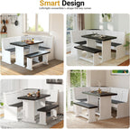 ENOR Solid Wood Breakfast Nook Table,Corner Dining Table Set for Dining Room