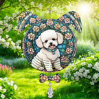 Bichon Fries Dog Ears Wind Spinner, Bichon Fries Wind Spinner Hanging for Yard and Garden V02