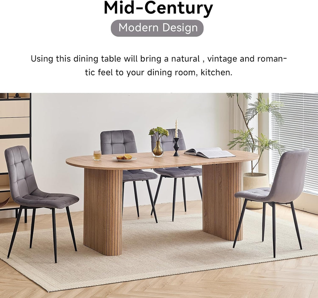 70.8" Modern Dining Table for 6 8 People Farmhouse Kitchen Dinner Table with Large Tabletop Dining Room Table for Dining Living Room Apartment Office Home (Natural)