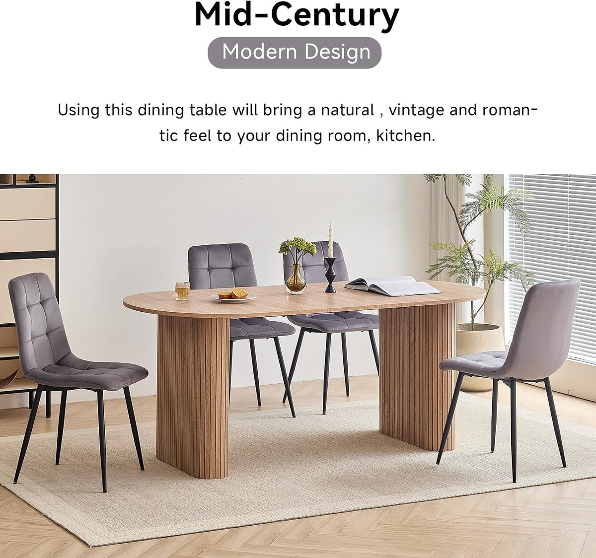 70.8" Modern Dining Table for 6 8 People Farmhouse Kitchen Dinner Table with Large Tabletop Dining Room Table for Dining Living Room Apartment Office Home (Natural)