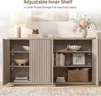 SICOTAS Buffet Cabinet with Storage Accent Sideboard with 4 Doors 66.3" Wide Fluted Credenza Modern Buffet Table Media Console Cabinet Entryway Cabinets for Living Room Kitchen Dining Room Hallway
