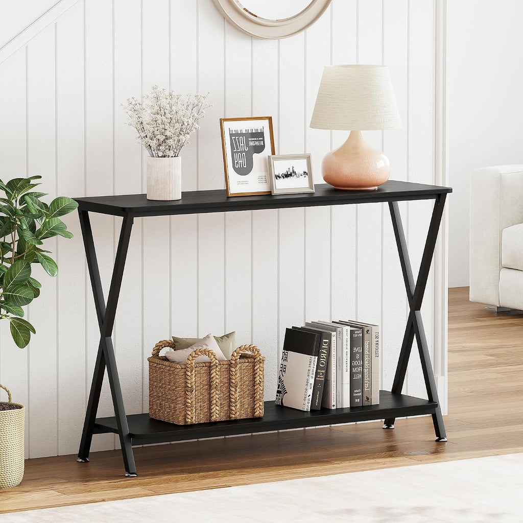 Console Table with Storage Shelf, Narrow Entryway Table, Behind Couch Tables, Thin Sofa Tables for Living Room, Hallway, Bedroom, Foyer