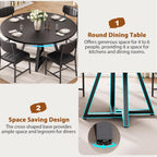 Jocoevol 51" Round Dining Table Kitchen Dining Room Circle Dinner Pedestal Table for 4 6 8, Space Saving Wood Kitchen & Dining Room Furniture (Black)