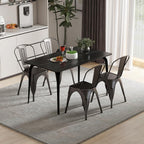 Giantex Metal Dining Chairs Set of 4, Farmhouse Kitchen Chairs with Removable Backrest, Space-Saving Stackable Bistro Cafe Side Chairs for Dining Room, Living Room, Restaurant (Bronze)