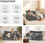 59" Corduroy Bean Bag Chair,2 Seat Loveseat Sofa,Corduroy Lazy Sofa Bed for Adults,Fit Living Room, Bedroom,Outdoor Spaces,Ultra Soft Dutch Velvet,Fluffy Comfort Cover,72h Rebound,Dark Grey