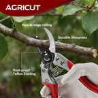 AGRICUT Pruning Shears for Gardening - 1 Inch Cut Capacity Bypass Pruners with High Carbon Steel Blade Aluminum Handle Pruning Shears Heavy Duty
